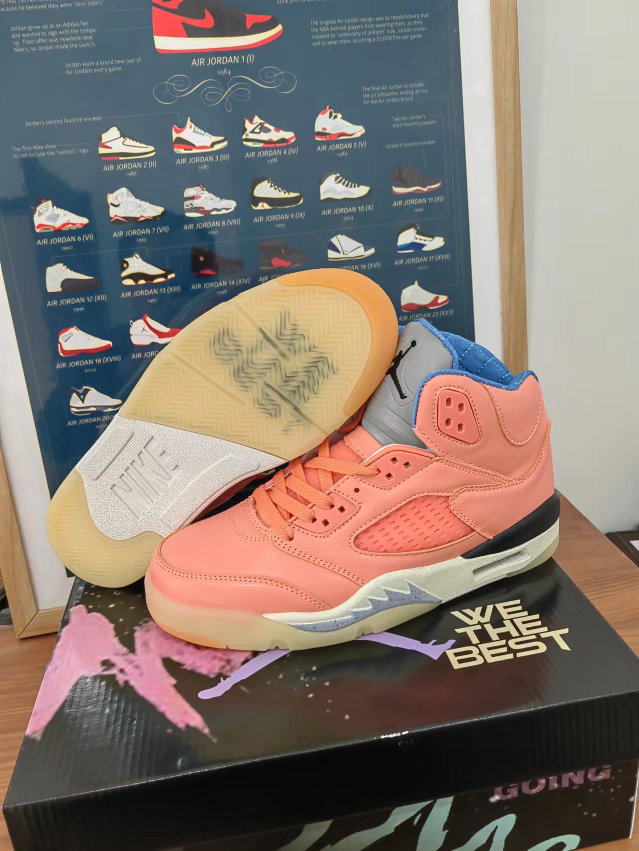 New 2022 Air Jordan 5 Orange Blue White Shoes